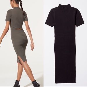 Aritzia Babaton GRISHAM Knit Midi DRESS Back Cut-out in Black - Size S